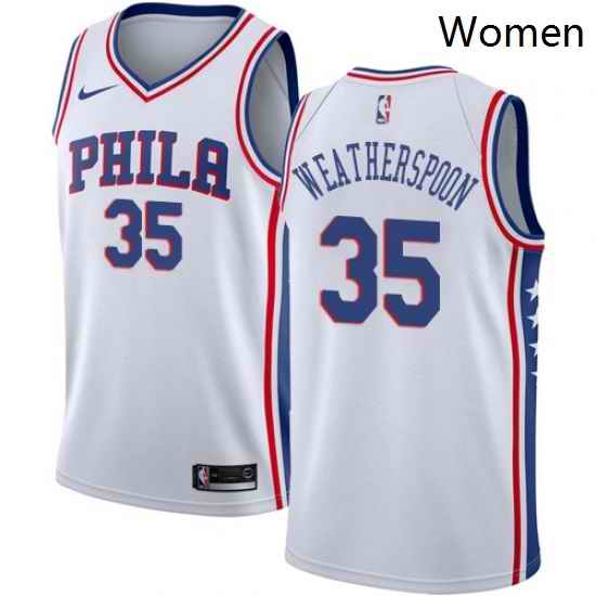 Womens Nike Philadelphia 76ers 35 Clarence Weatherspoon Authentic White Home NBA Jersey Association Edition